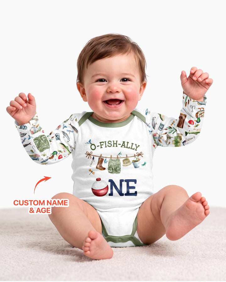 O-Fish-Ally Birthday – Personalized Name & Age Bamboo Bodysuit