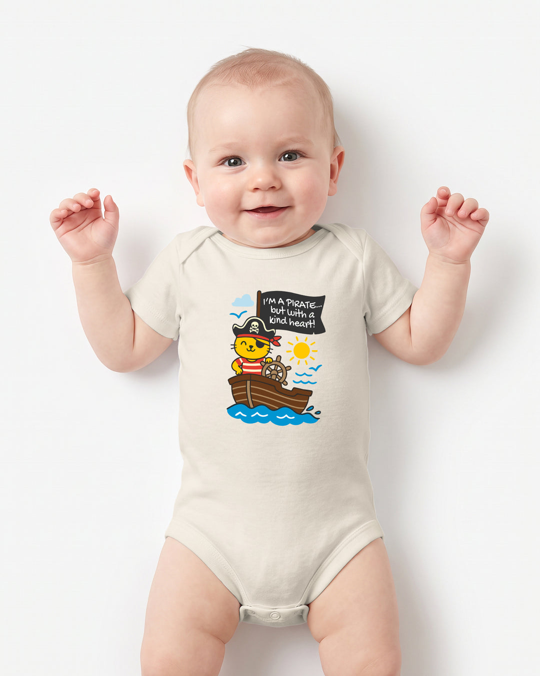 I'm a Pirate with a Kind Heart Cat Baby Bamboo Bodysuit