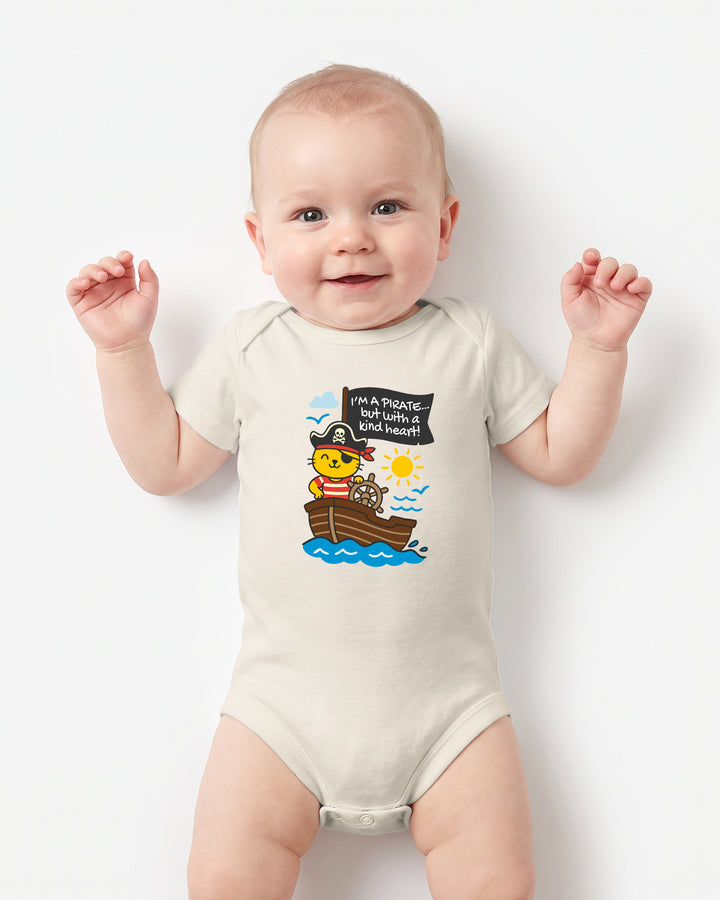 I'm a Pirate with a Kind Heart Cat Baby Bamboo Bodysuit