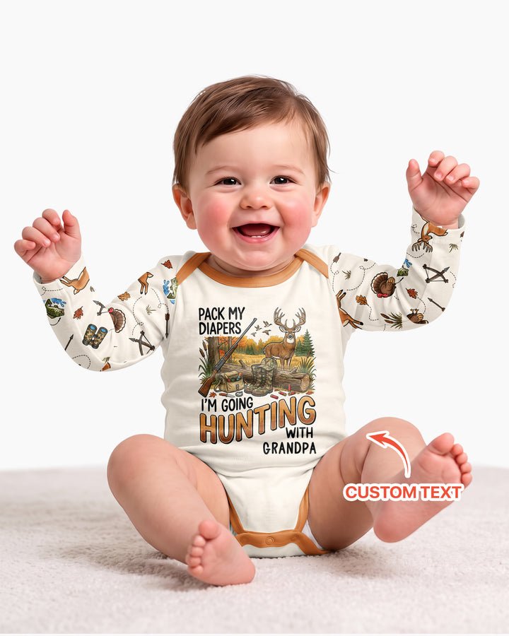 Personalized Pack My Diapers I'm Going Hunting Bamboo Bodysuit
