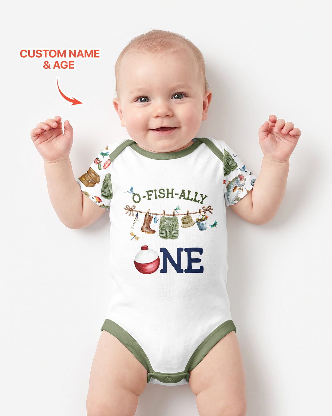 O-Fish-Ally Birthday – Personalized Name & Age Bamboo Bodysuit