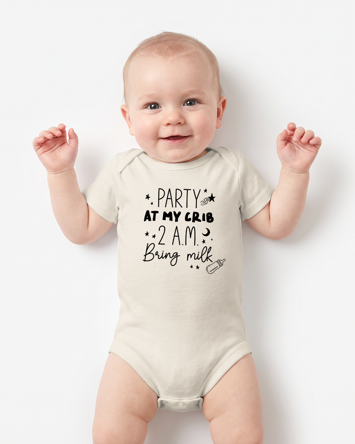 Party at My Crib 2AM Bring Milk Baby Bamboo Bodysuit