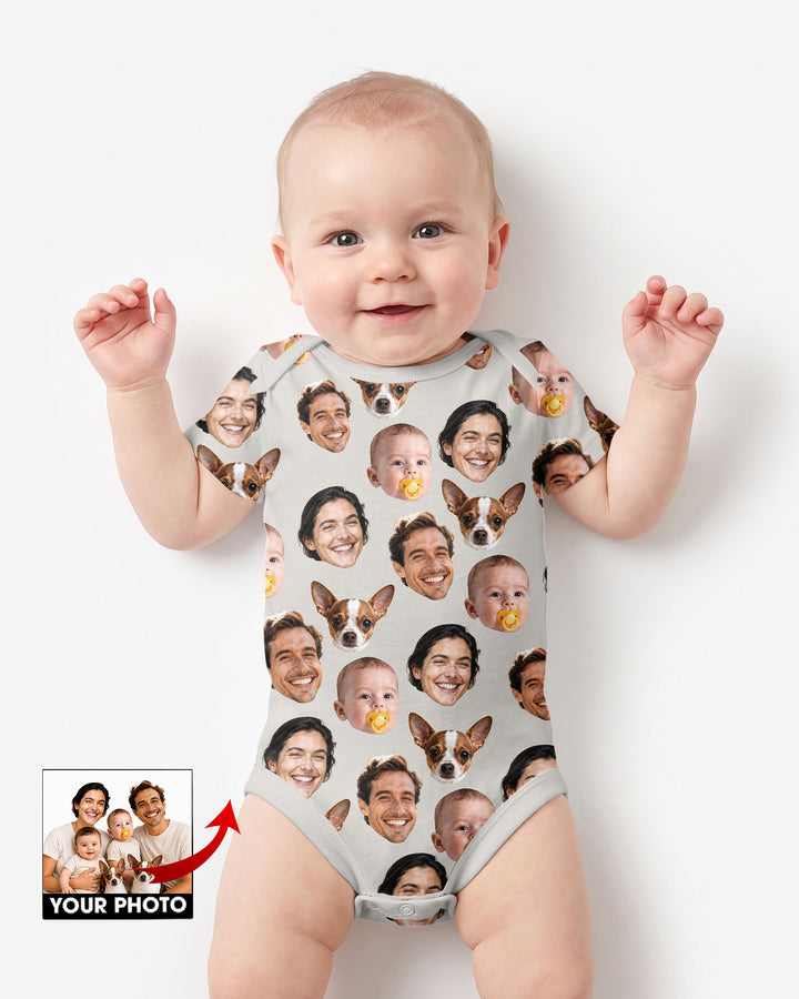 Personalized Face Baby Bodysuit, Families Faces Newborn Bodysuit