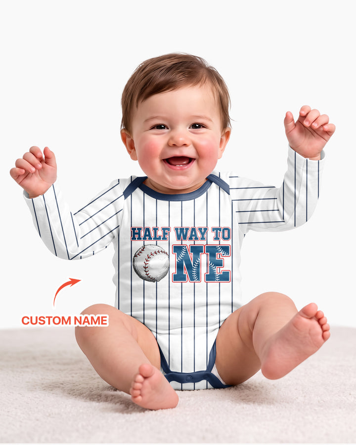 Custom Name Half Way To One Bamboo Bodysuit