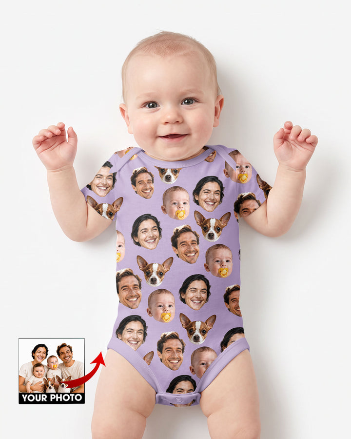 Personalized Face Baby Bodysuit, Families Faces Newborn Bodysuit