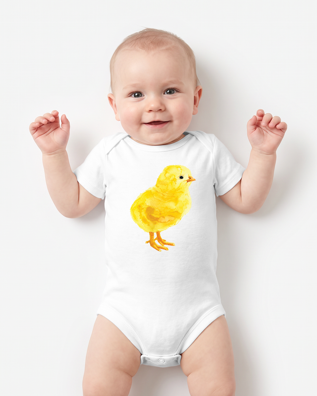 Water Color Baby Chicken Bamboo Bodysuit