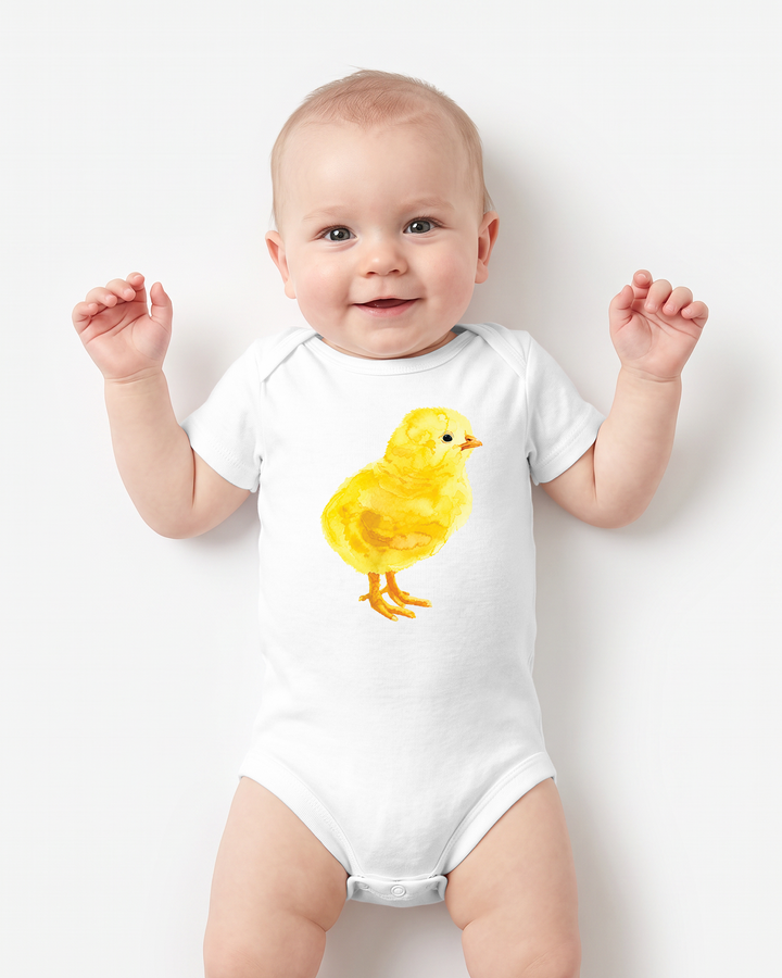 Water Color Baby Chicken Bamboo Bodysuit