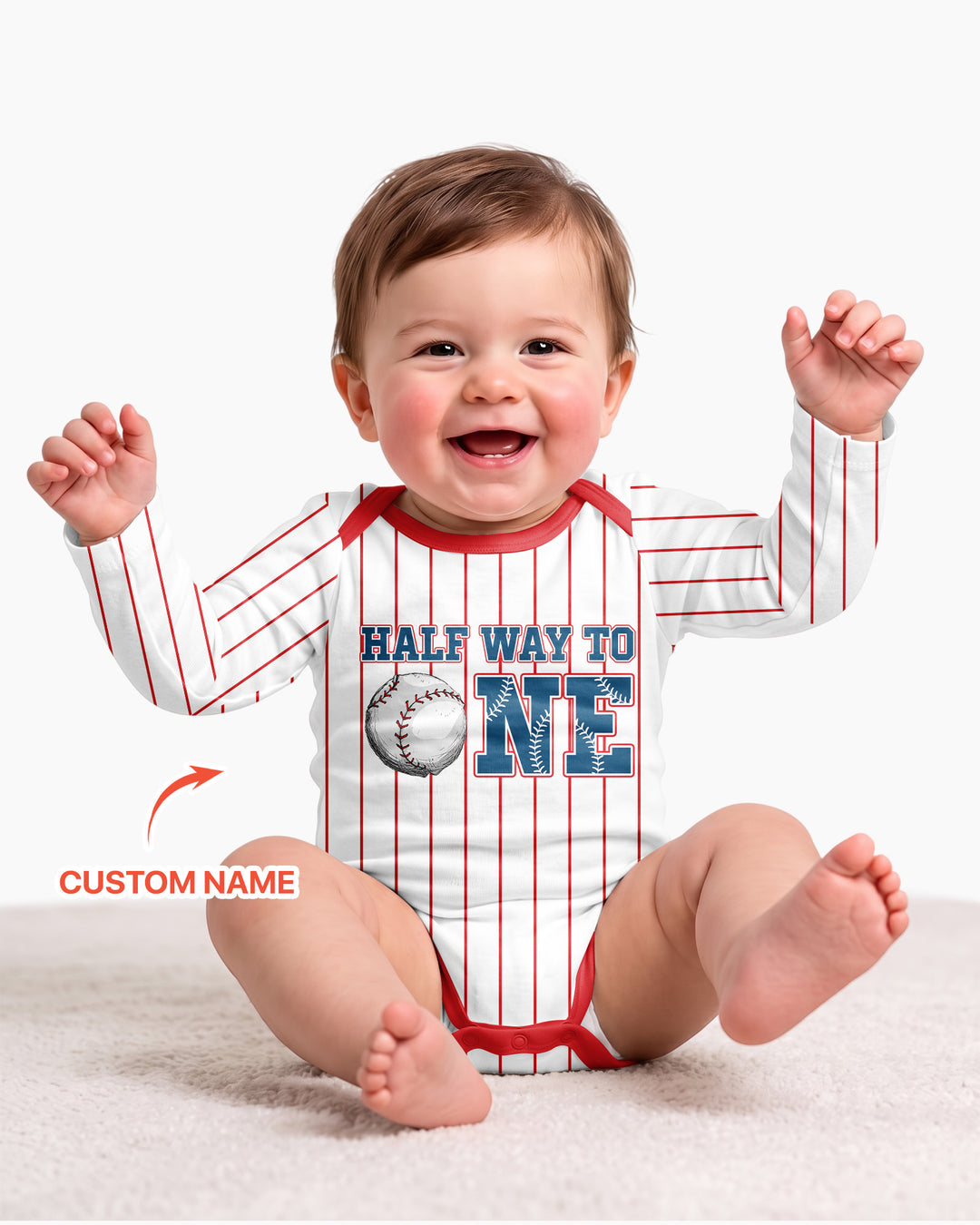 Custom Name Half Way To One Bamboo Bodysuit