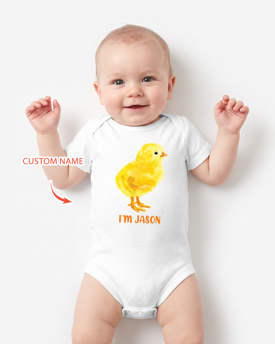 Watter Color Chicken Custom Name Bamboo Bodysuit