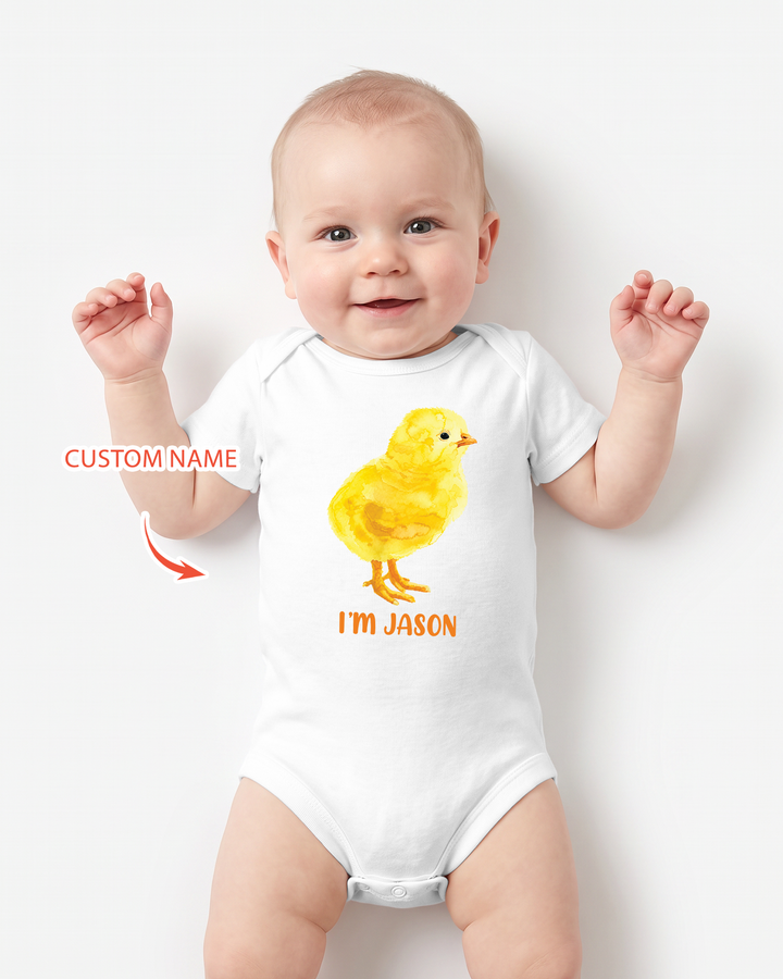Watter Color Chicken Custom Name Bamboo Bodysuit