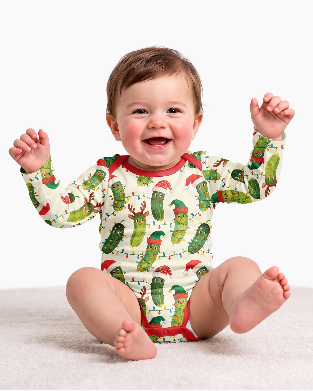 Cheerful Christmas Pickle Bamboo Bodysuit