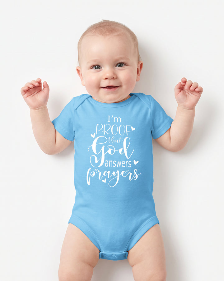 I'm Proof That God Answers Prayers Christian IVF Miracle Baby Bamboo Bodysuit