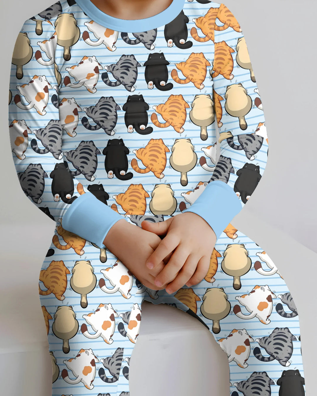 Funny Cat Butts Club Family Matching Bamboo Two Piece Long Sleeve Pajama Set