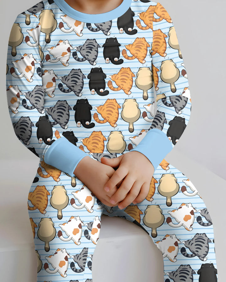 Funny Cat Butts Club Family Matching Bamboo Two Piece Long Sleeve Pajama Set