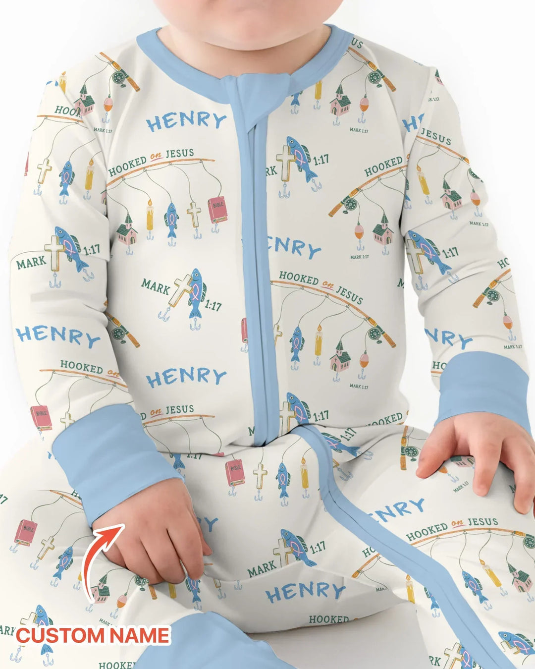 Hooked On Jesus Fishing Matching Bamboo Convertible Zippy