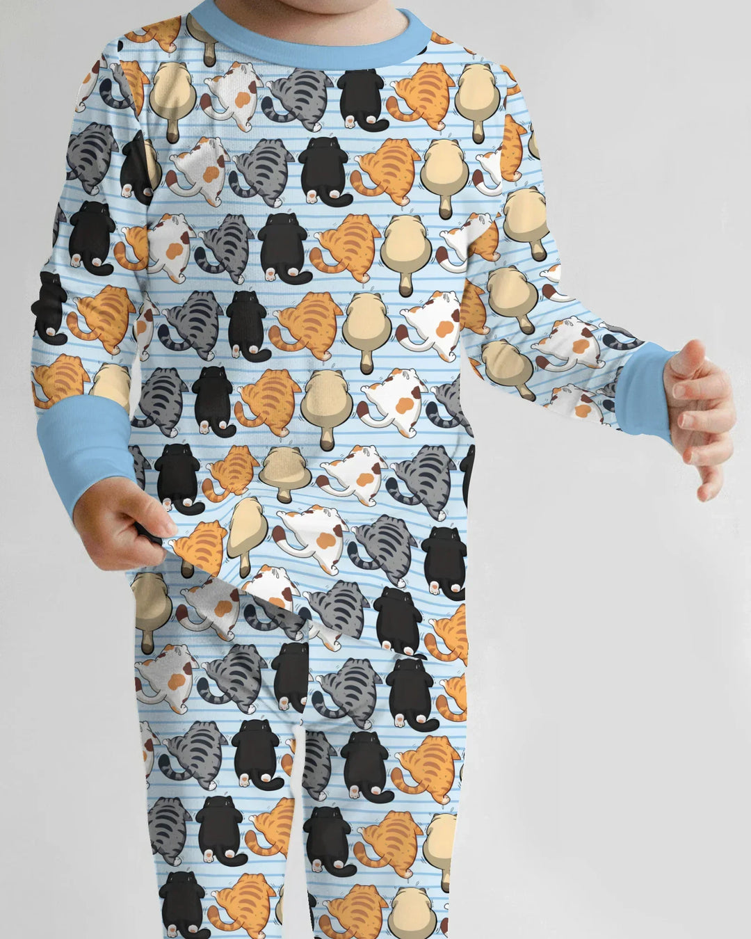 Funny Cat Butts Club Family Matching Bamboo Two Piece Long Sleeve Pajama Set