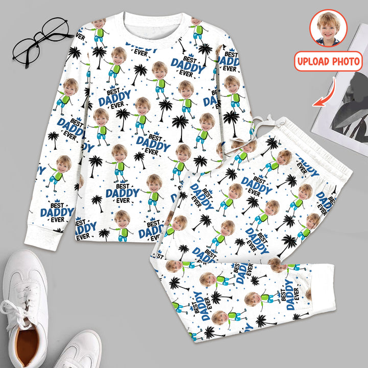 Custom Photo Best Dad Grandpa Ever Men's Pajama Set For Christmas