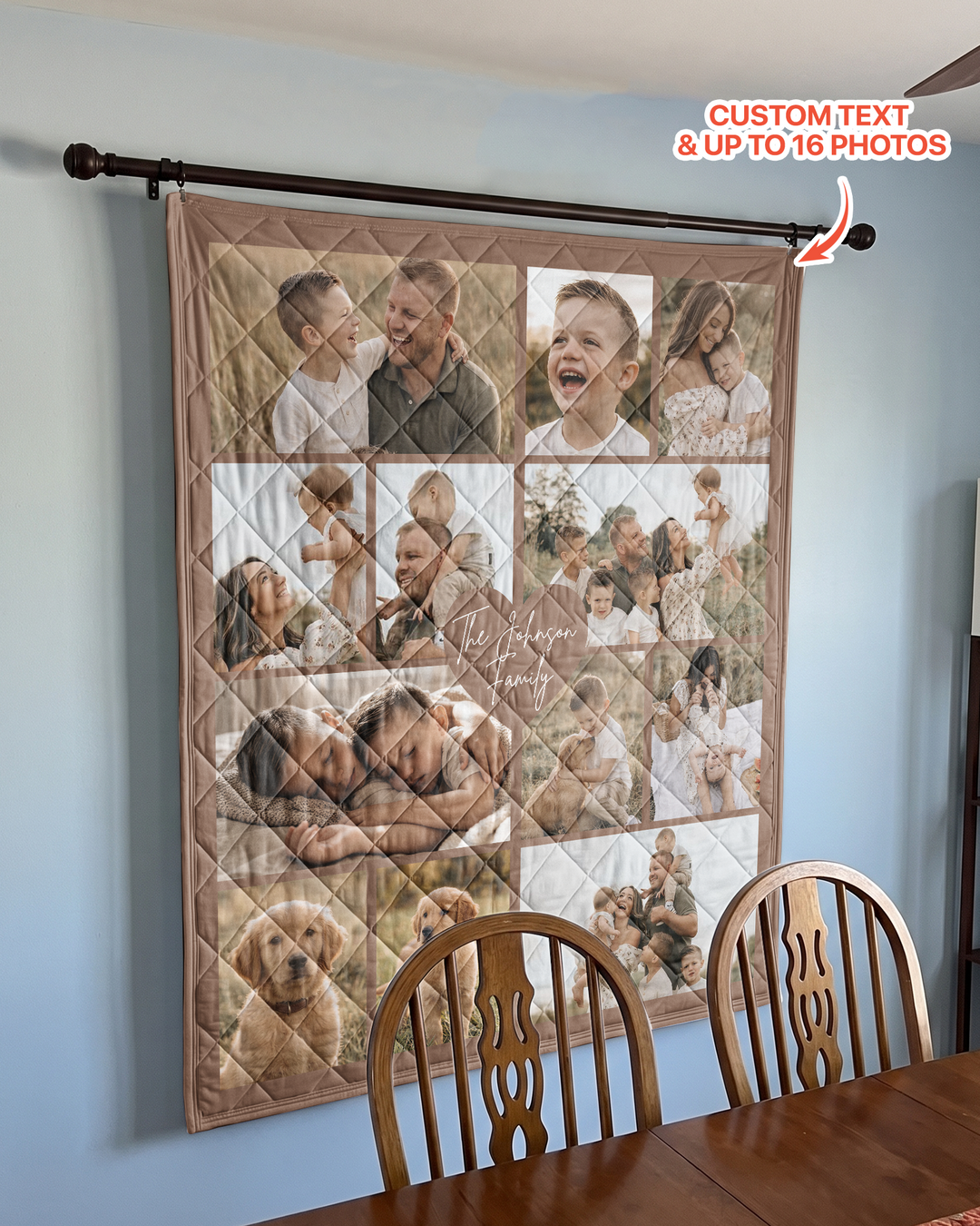 Custom Photo Collage Family Bamboo Quilt Blanket