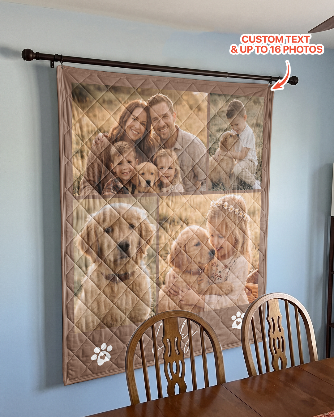Custom Pet Photo Collage Bamboo Quilt Blanket