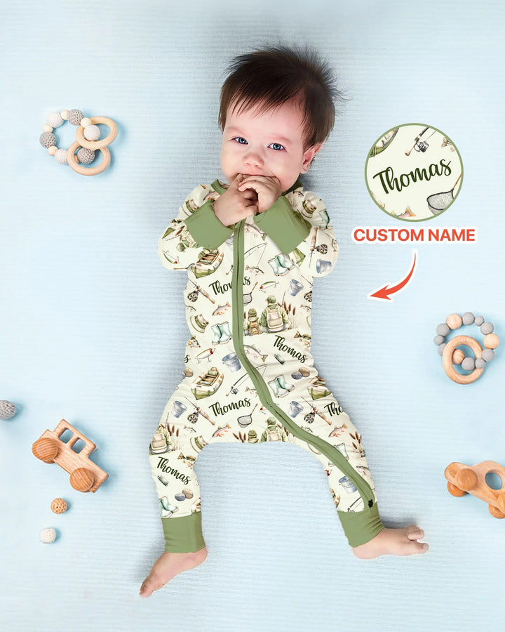 Custom Name Fishing Day Daddy & Me Matching Bamboo Convertible Zippy