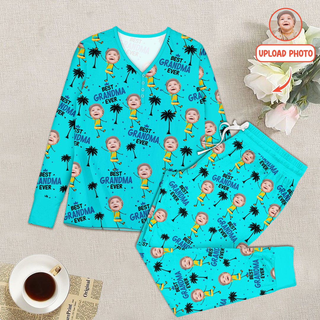 Custom Photo Best Mom Nana Ever Women Pajama Set For Christmas