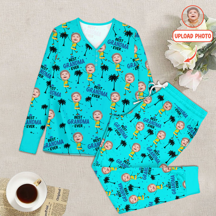 Custom Photo Best Mom Nana Ever Women Pajama Set For Christmas