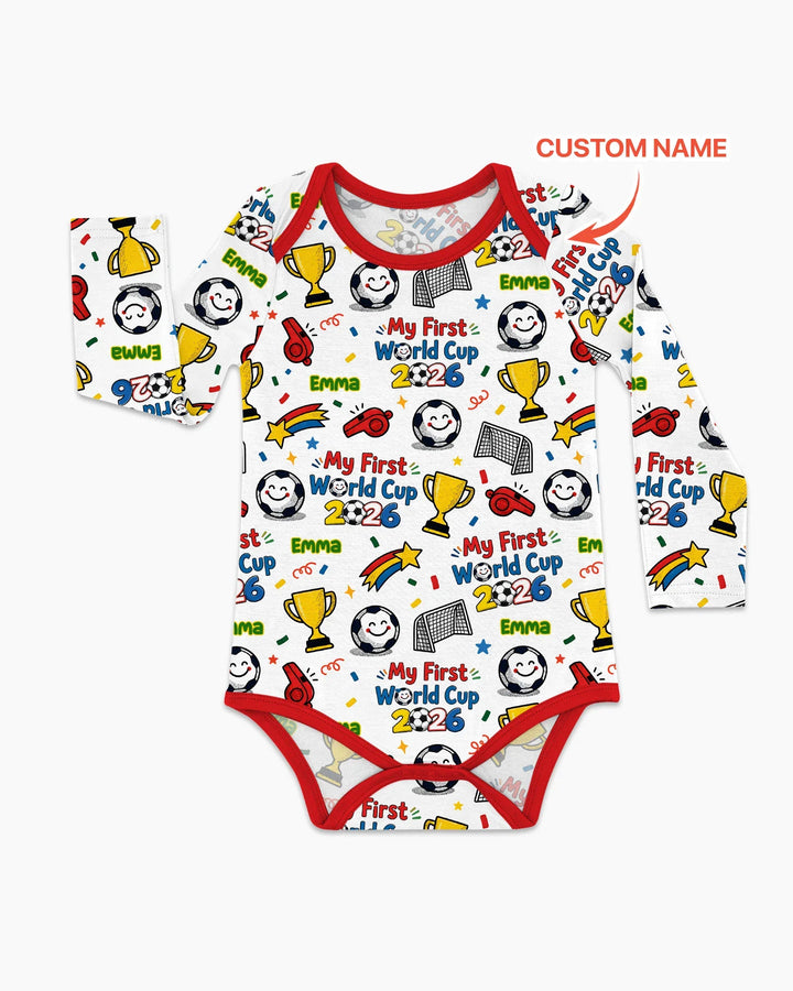 Custom Name My First Soccer Cup Bamboo Bodysuit