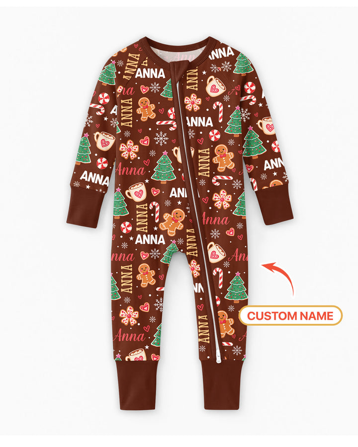 Custom Name Christmas Crew Family Matching Bamboo Convertible Zippy