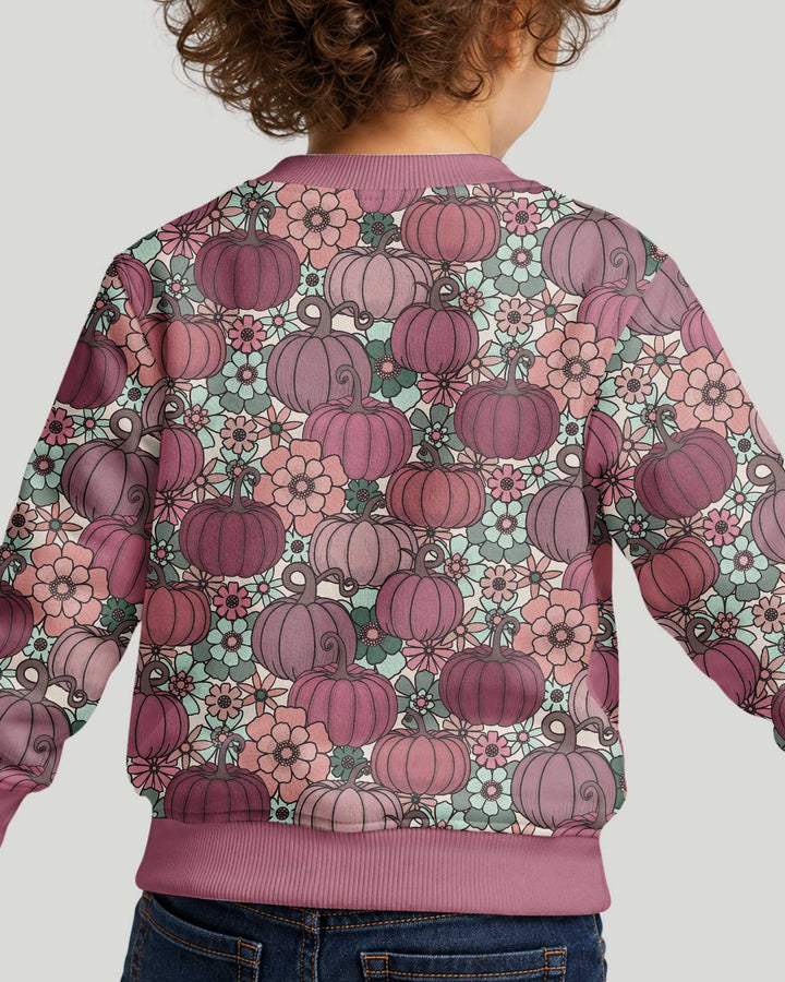 Retro Floral Pumpkin Patch Bamboo Crewneck Sweatshirt