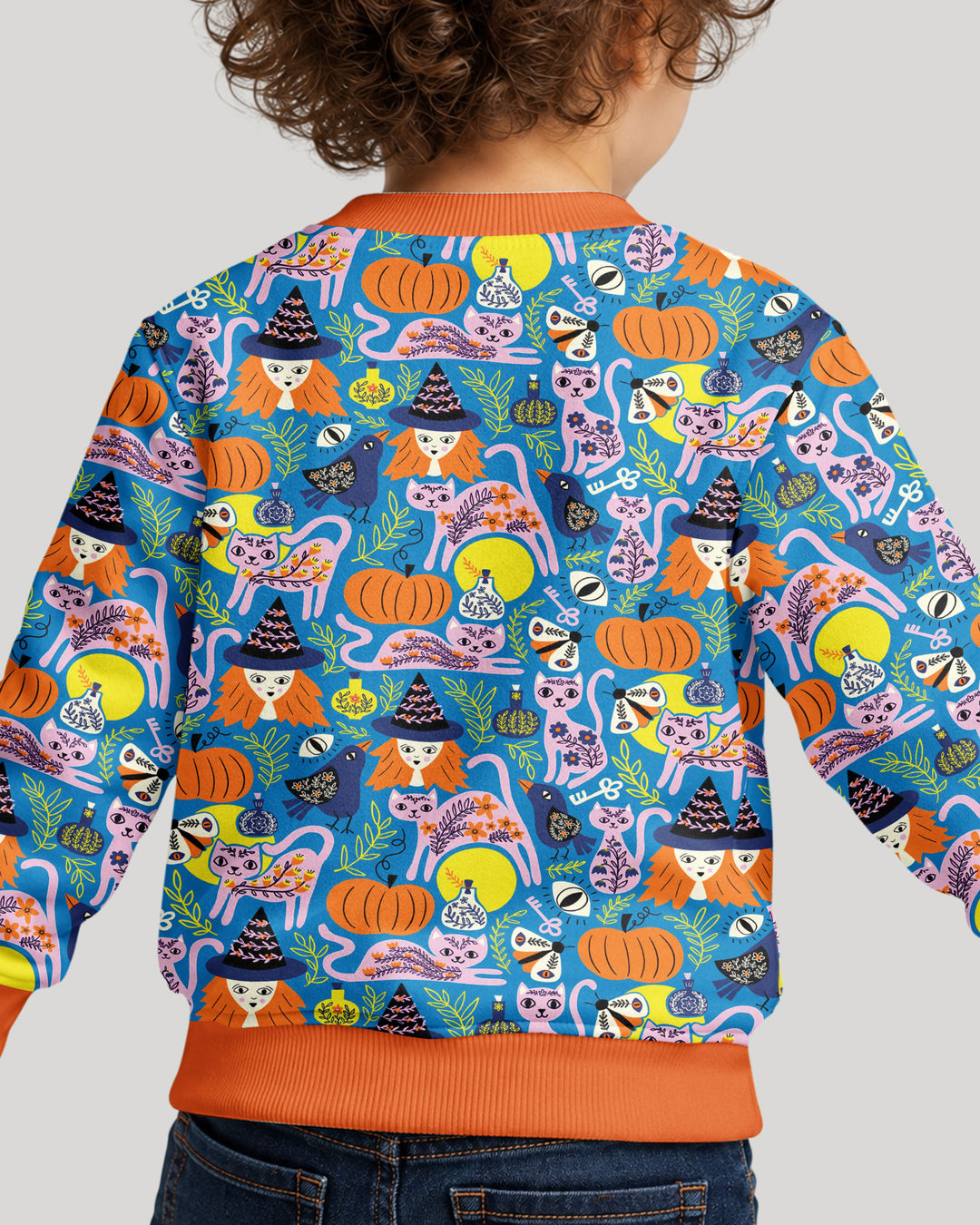 Whimsical Witch Cats Bamboo Crewneck Sweatshirt