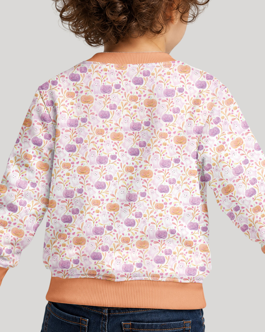 Pastel Pumpkins and Ghosts Bamboo Crewneck Sweatshirt