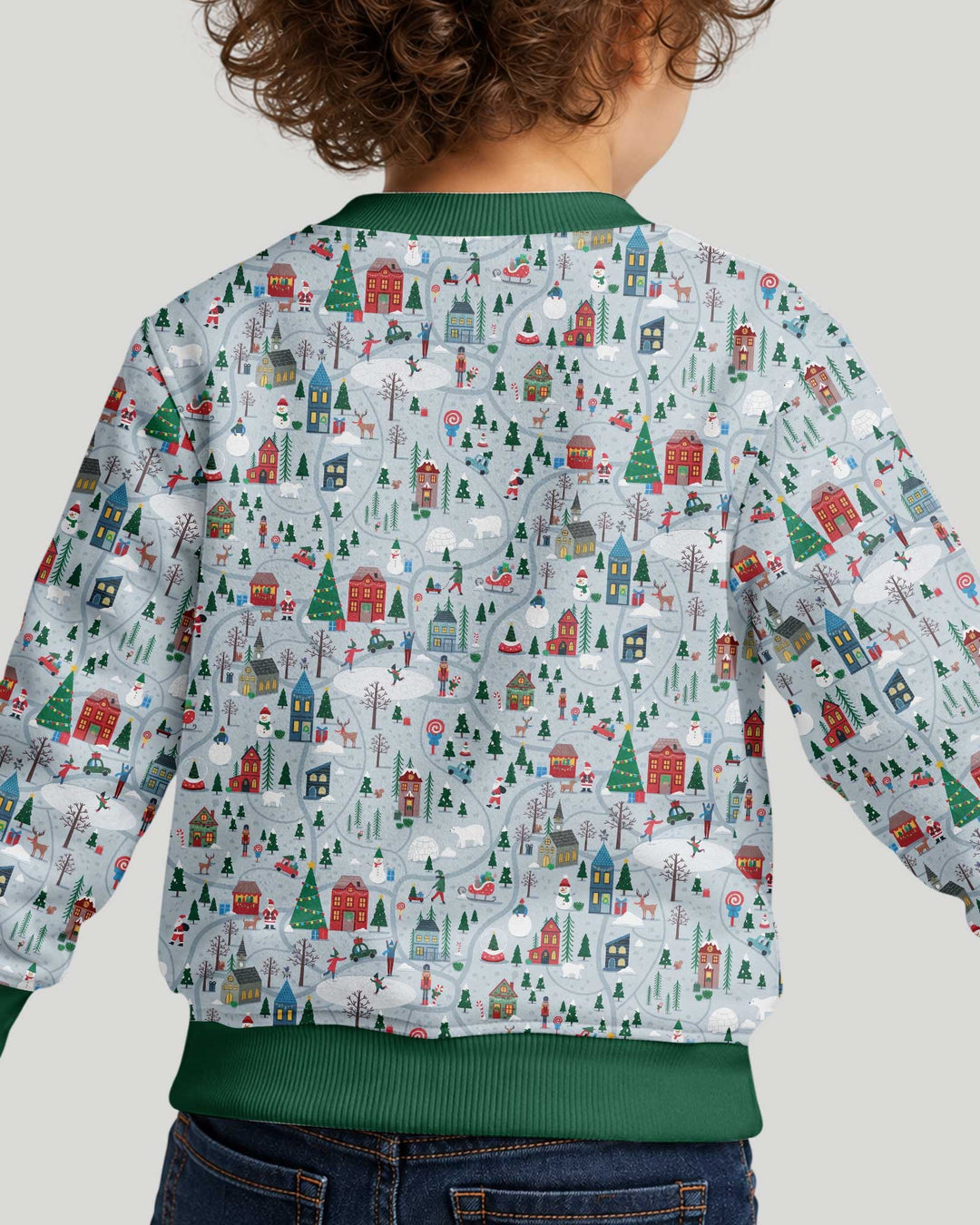 Snowy Christmas Village Map Bamboo Crewneck Sweatshirt