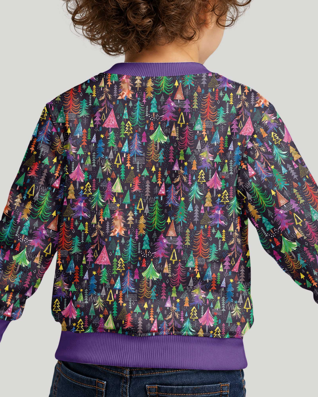 Christmas Holiday Colorful Trees Bamboo Crewneck Sweatshirt