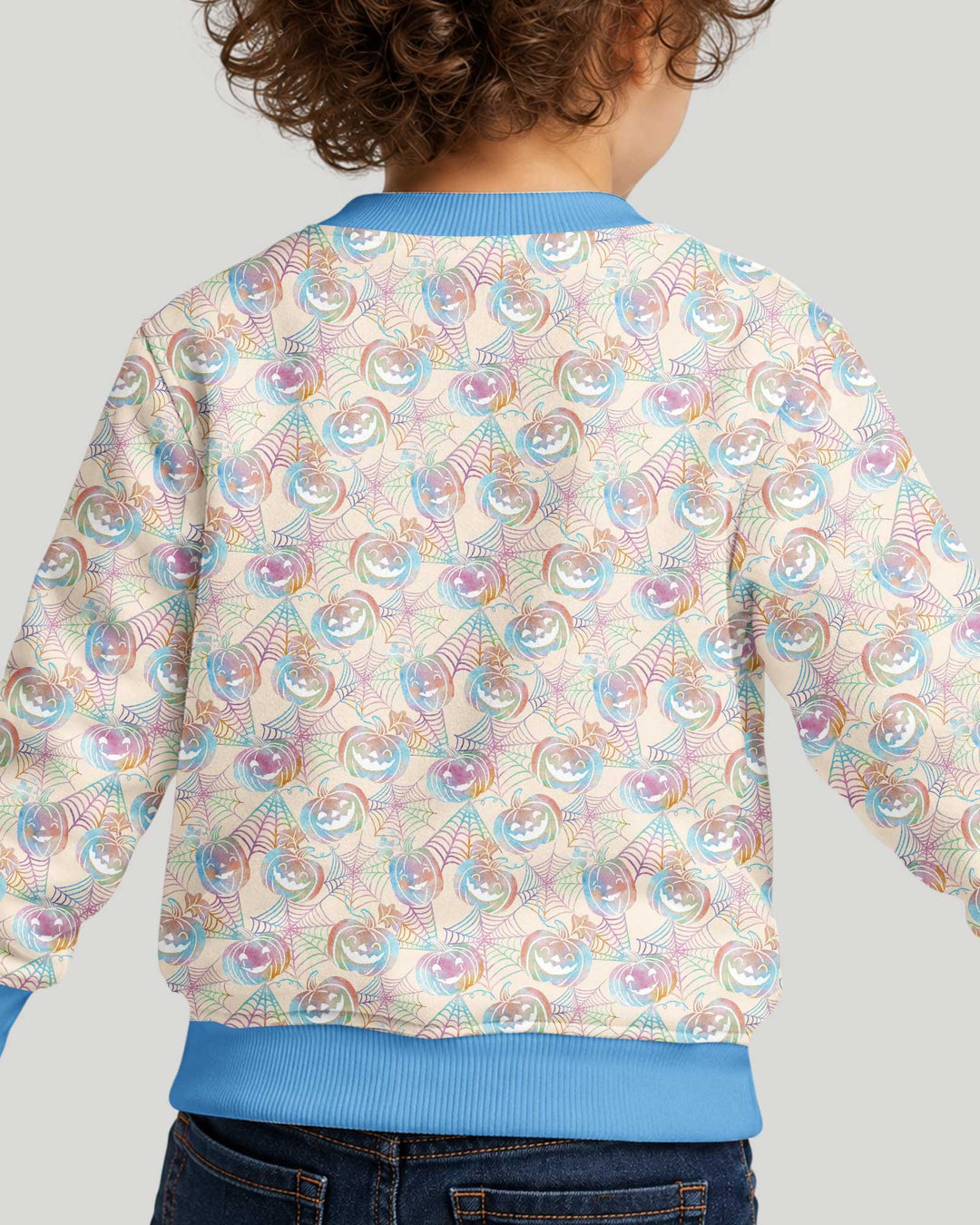 Pastel Halloween Jack O Lanterns Bamboo Crewneck Sweatshirt