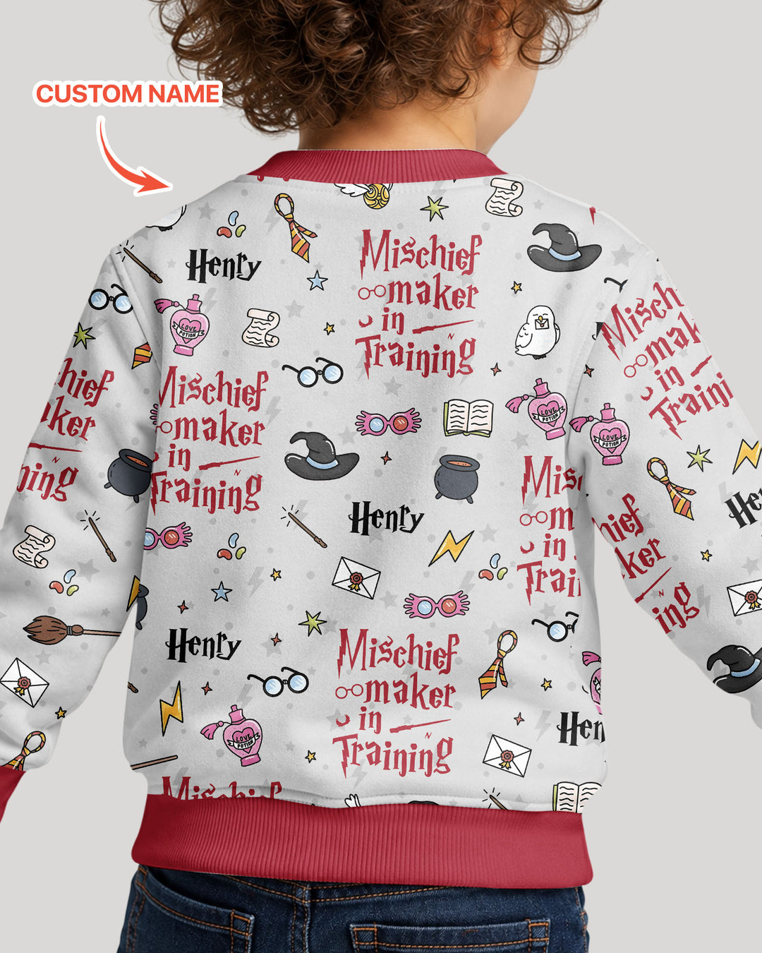 Custom Name Mischief Maker In Training Bamboo Crewneck Sweatshirt
