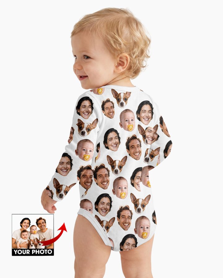 Personalized Face Baby Bodysuit, Families Faces Newborn Bodysuit