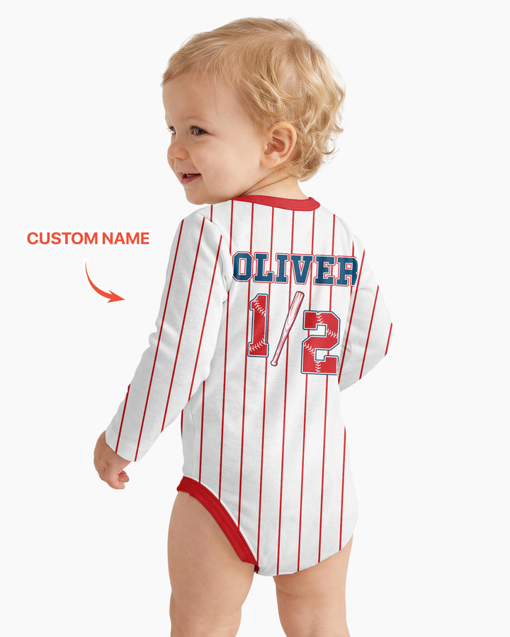 Custom Name Half Way To One Bamboo Bodysuit