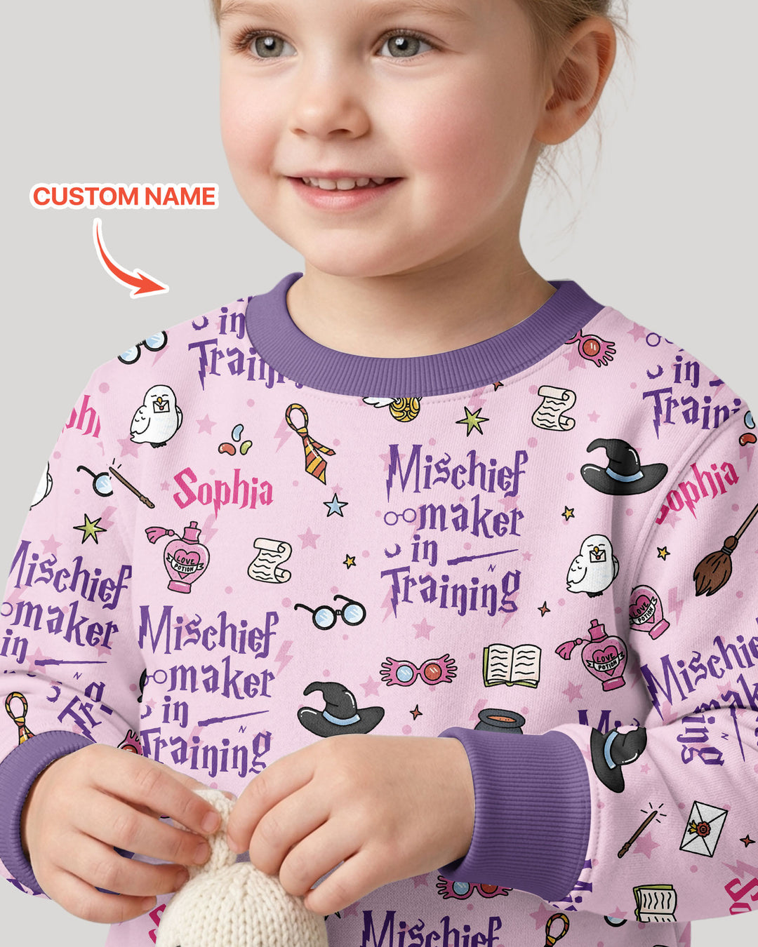 Custom Name Mischief Maker In Training Bamboo Crewneck Sweatshirt