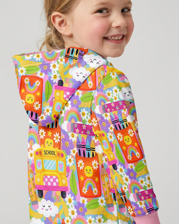 Retro Happy Classroom Bamboo Zip Hoodie
