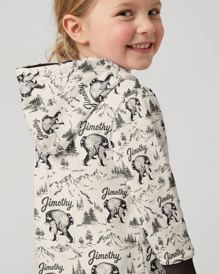 Vintage Jimothy Racoon Family Matching Bamboo Zip Hoodie