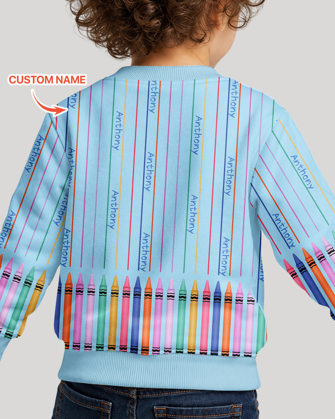 Custom Name Crayon Lines Bamboo Crewneck Sweatshirt