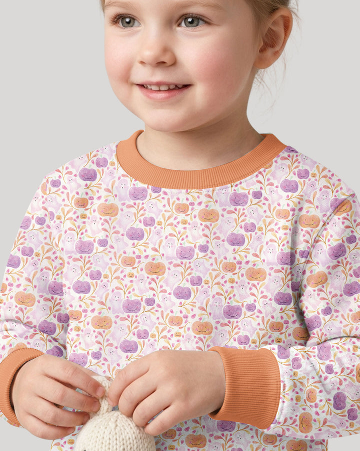 Pastel Pumpkins and Ghosts Bamboo Crewneck Sweatshirt