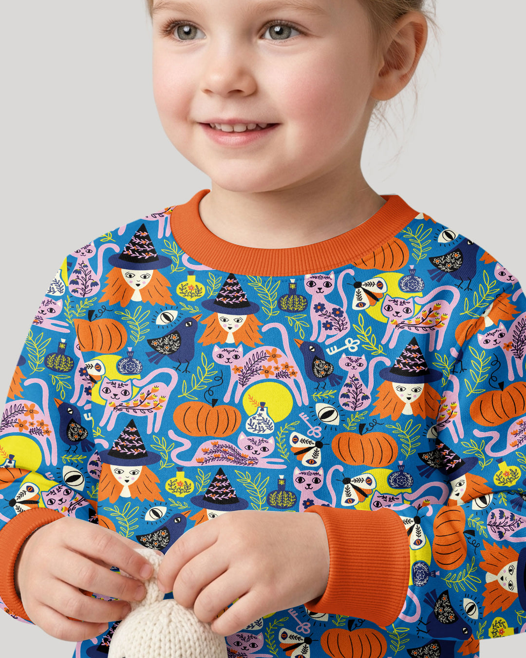 Whimsical Witch Cats Bamboo Crewneck Sweatshirt