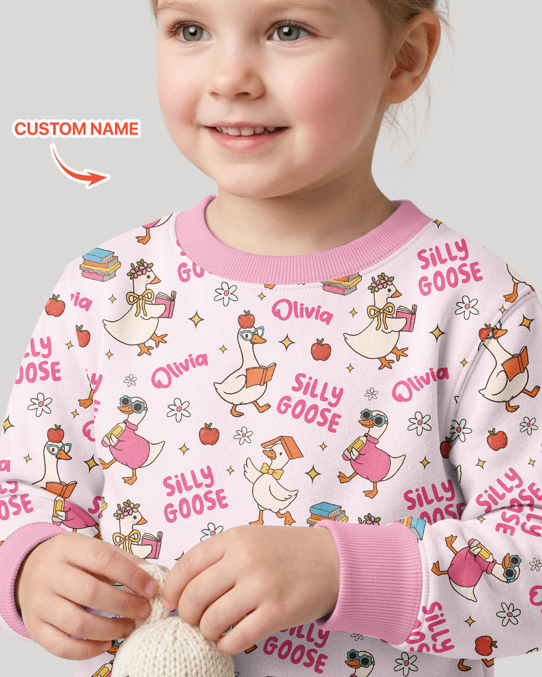 Custom Name Silly Goose Back to School Bamboo Crewneck Sweatshirt
