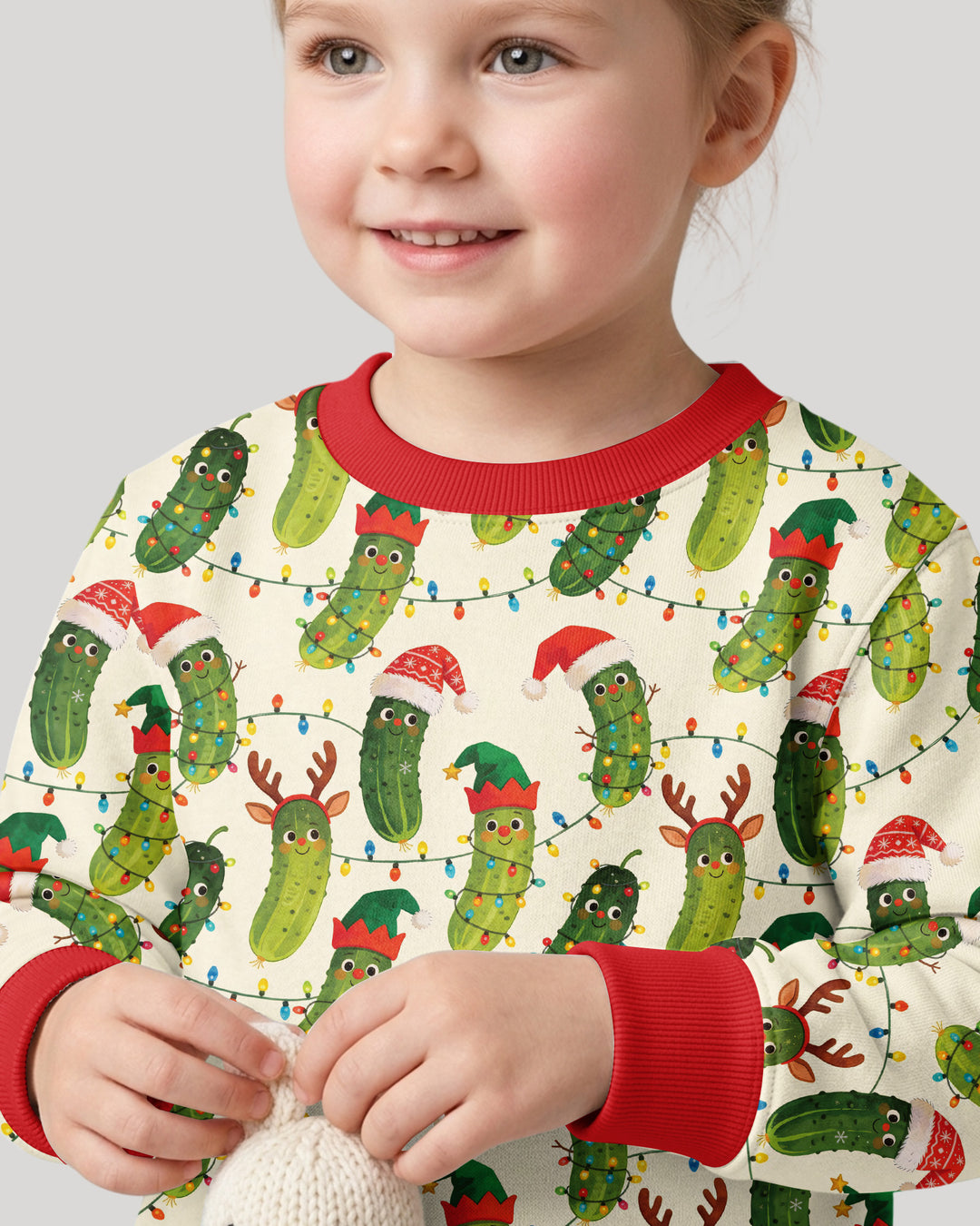 Cheerful Christmas Pickle Bamboo Crewneck Sweatshirt