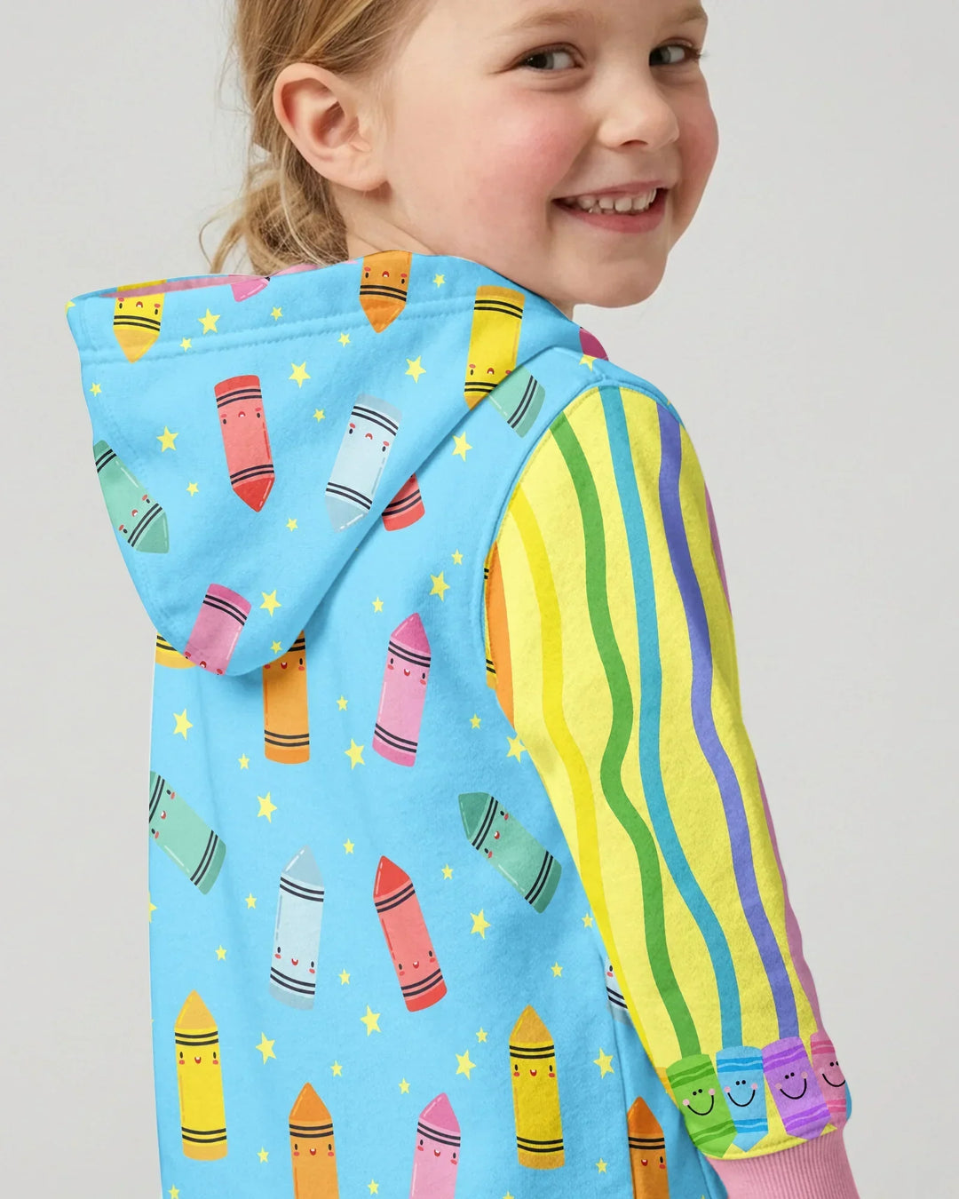 Kapuzenpullover aus Bambus mit hebräischem Alphabet und Reißverschluss