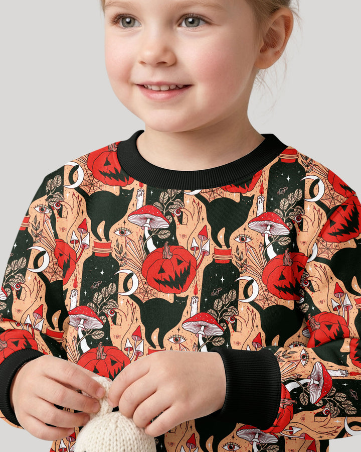 Black Cat And Pumpkin Halloween Bamboo Crewneck Sweatshirt