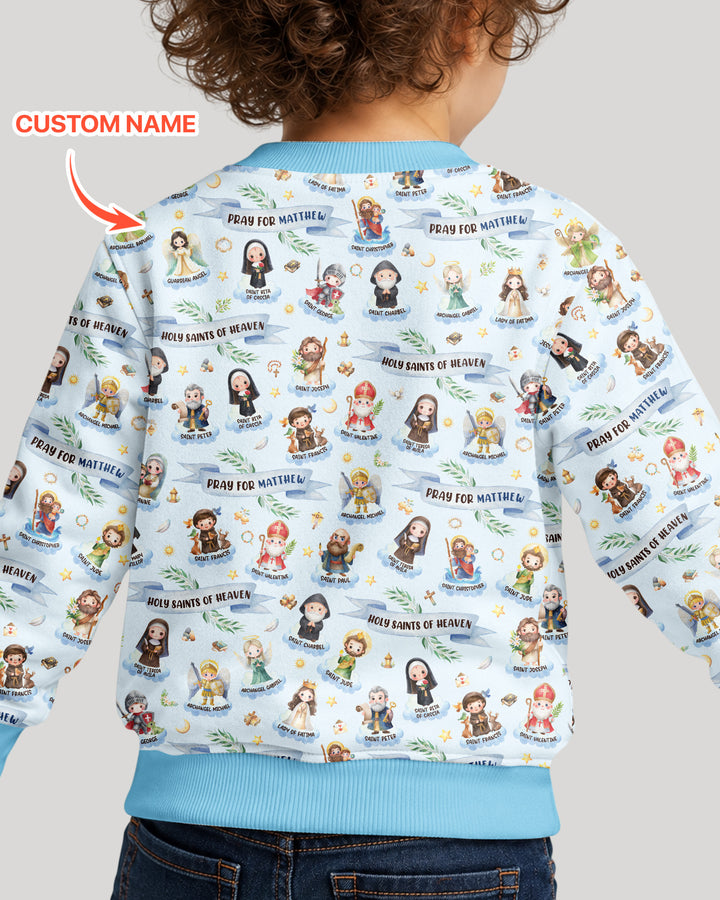 Sudadera de cuello redondo de bambú con nombre personalizado "Holy Saints of Heaven"