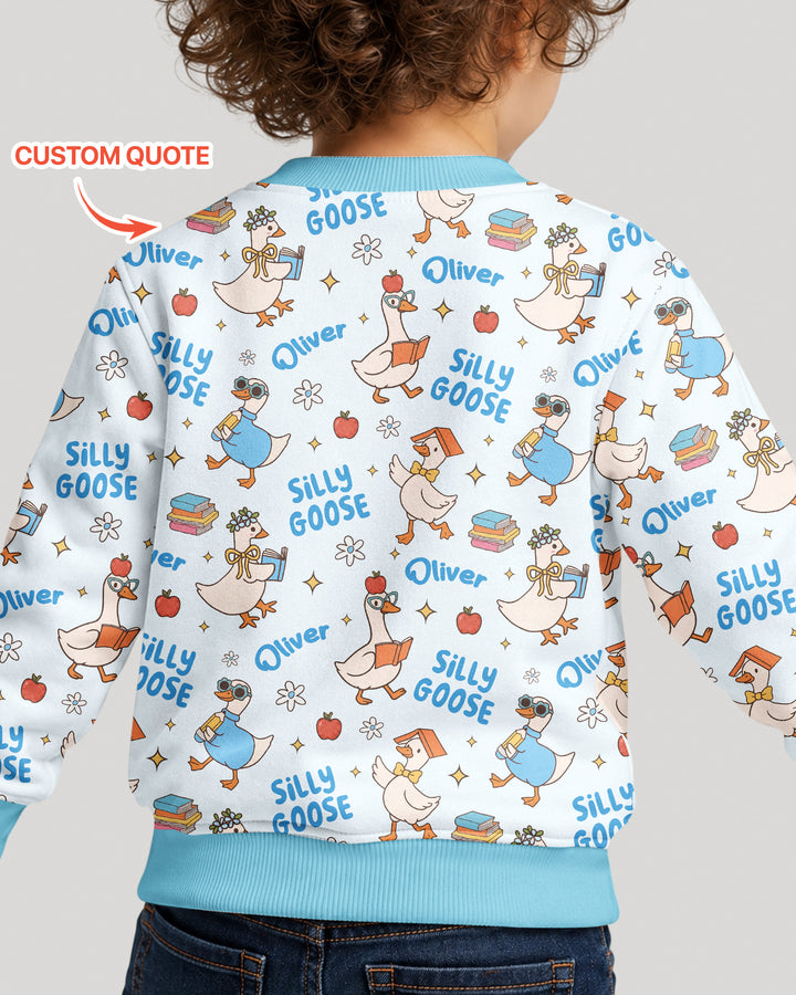 Custom Name Silly Goose Back to School Bamboo Crewneck Sweatshirt