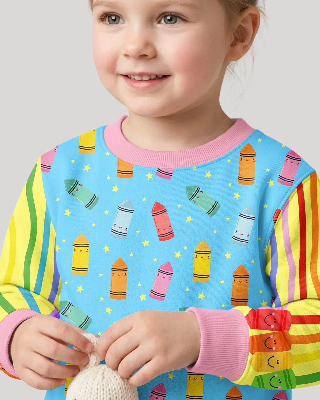 Happy Crayon Friends Bamboo Crewneck Sweatshirt